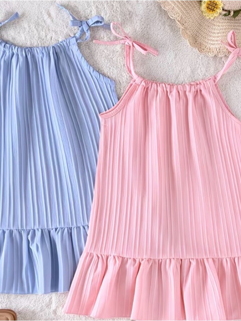 Girls' Tie-Strap Sundress - Pink or Blue
